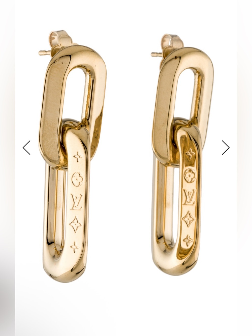 Louis Vuitton Polished Gold-Tone Monogram Link Earrings